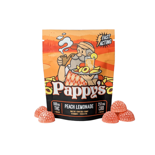 Peach Lemonade Gummies 100mg THC + 250mg CBD